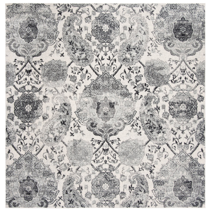 Tapis oriental crème/argenté Barefield, Square 9'