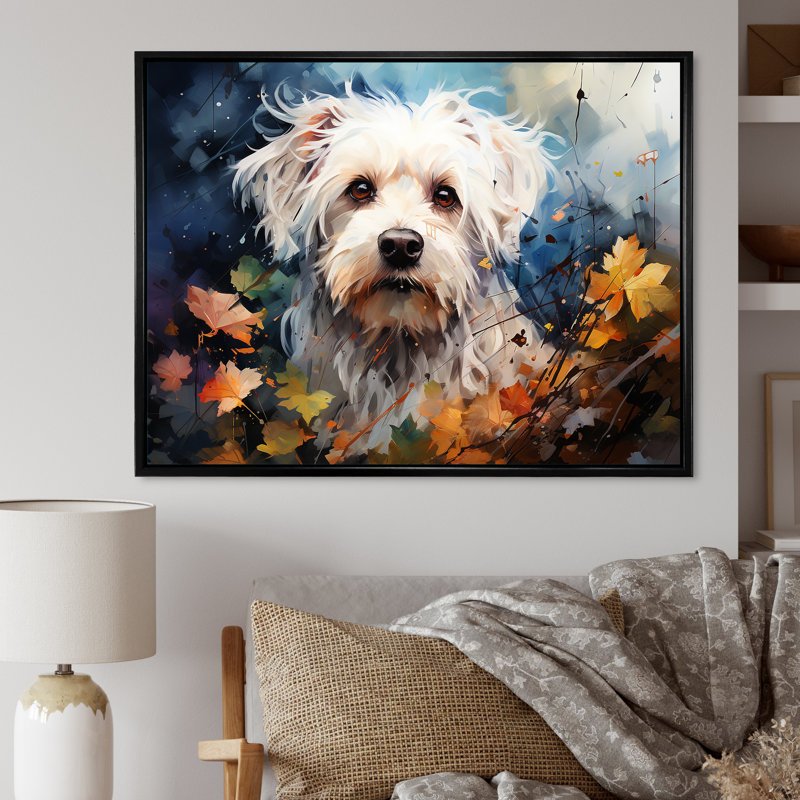 «Popart Maltese Magic» sur impression sur toile, H 30 po x l 40 po x P 1,5 po, Cadre flottant noir