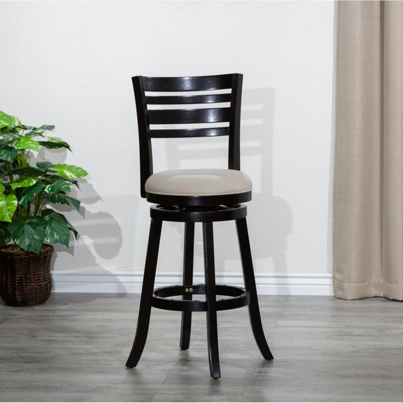 Nichoas Swivel Upholstered Counter Stool, Bar Stool (30.1" Seat Height), White, Espresso