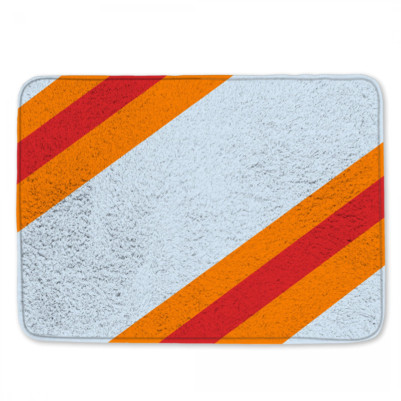 Tapis de bain diagonal à rayures rouges et orange, L 24 po x L 17 po