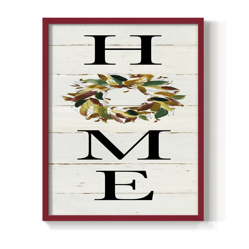 Reproduction encadrée de couronne Home Home - bois massif, H 30 po x l 24 po, Rouge