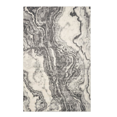 5' X 8' Gray And Ivory Abstract Area Rug