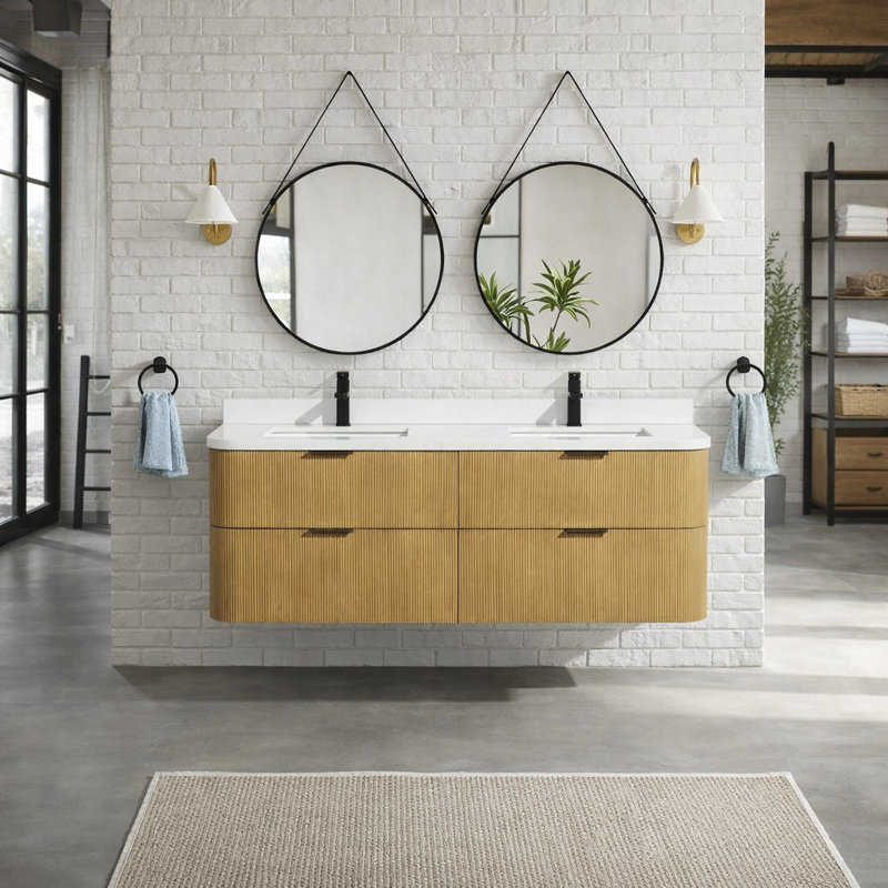 Bulloch 60'' Double Bathroom Vanity With Engineered Quartz Top