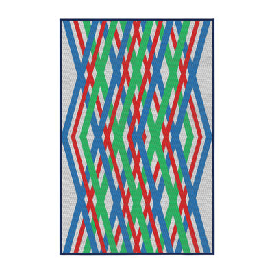 Tapis bleu à motif géométrique Kissena