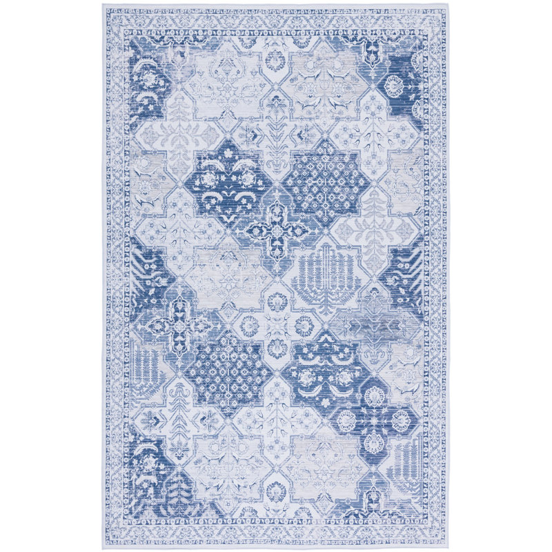 Tapis gris / bleu marine Ziebarth, Rectangle 3 pi x 5 pi