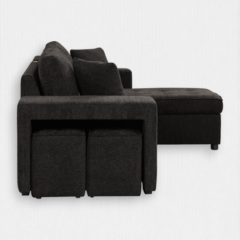 Canapé modulaire 2 pièces rembourré, Gris chenille