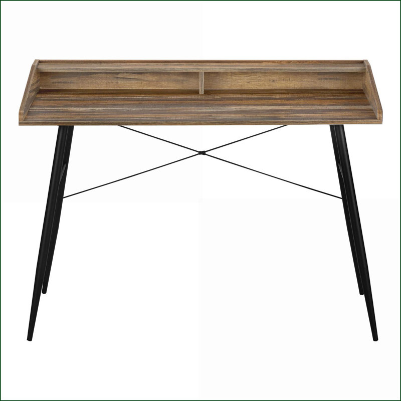Bureaux, bureau d'ordinateur moderne de 48 po avec rangement, stratifié brun et amp; Métal noir | Brun | Panneau de particules