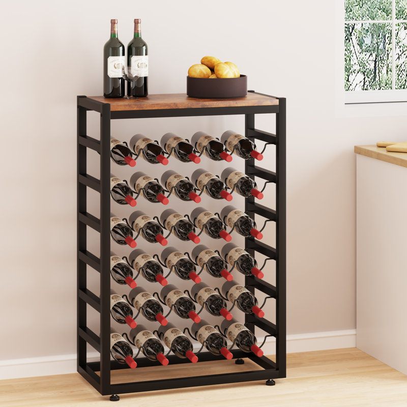 Floor Wine Bottle Rack Rustic Brown