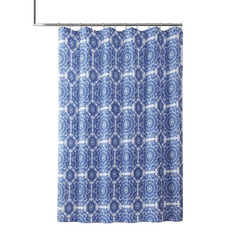 Bevin Geometric Shower Curtain with Hooks Included