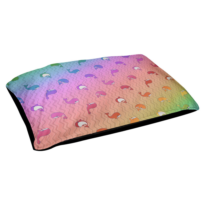 Coussin pour chien Campion Whales, Grand (l 42,5 po x P 32,5 po x H 14 po), Rouge / olive / rose