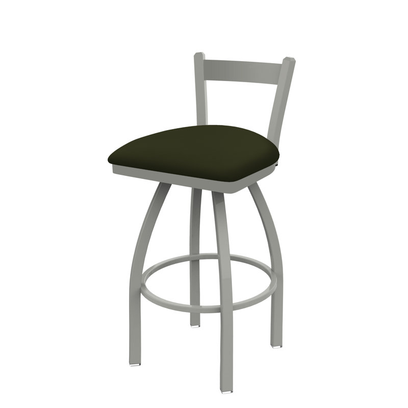 821 Catalina Low Back Swivel Bar Stool, Anodized Nickel, Canter Pine, Counter Stool (25" Seat Height)