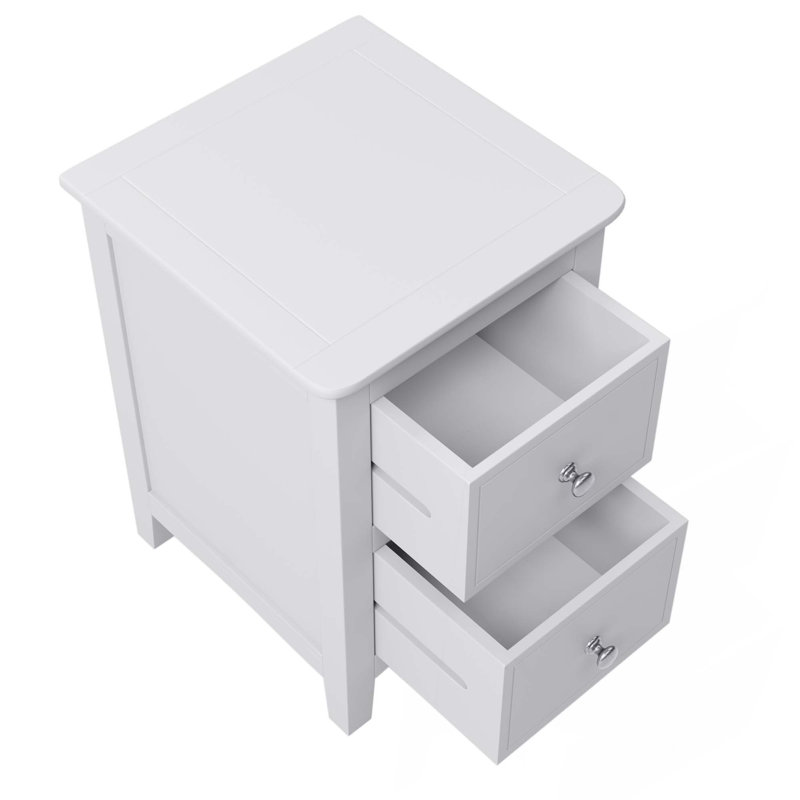 Table de chevet moderne blanche, ensemble de 2, table de chevet avec 2 tiroirs, table de bout double pour le salon de la chambre à coucher