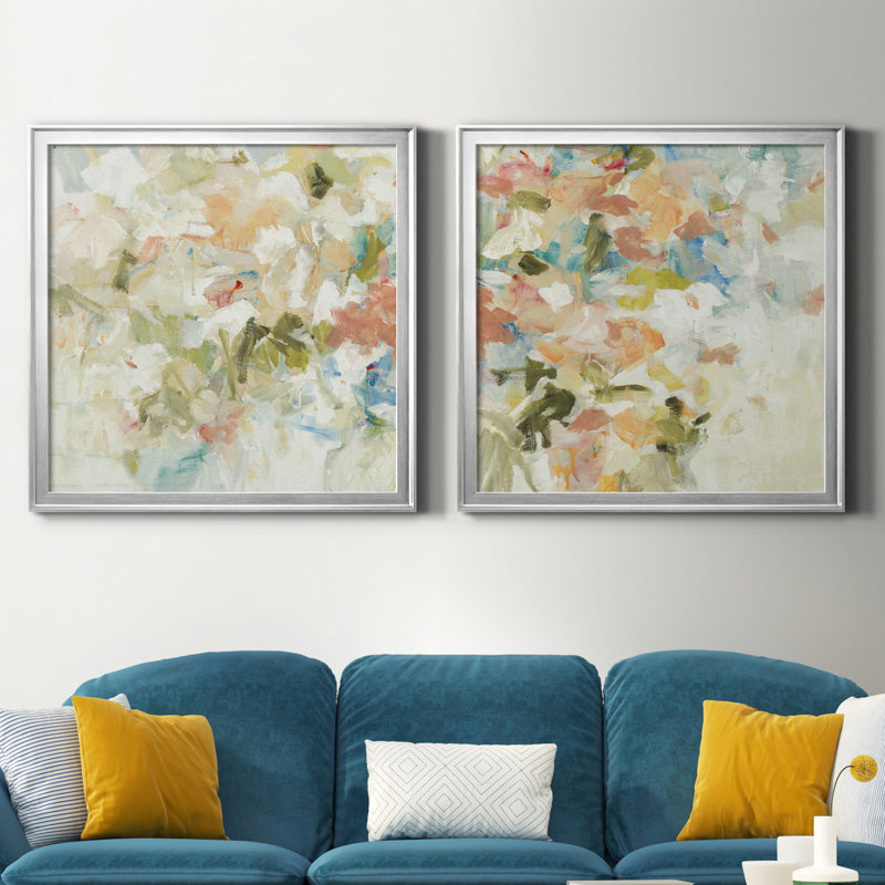 Floral Blush II - ensemble de 2 reproductions d'art sur toile, H 30,5 po x l 61 po, Impression encadrée sans passe-partout