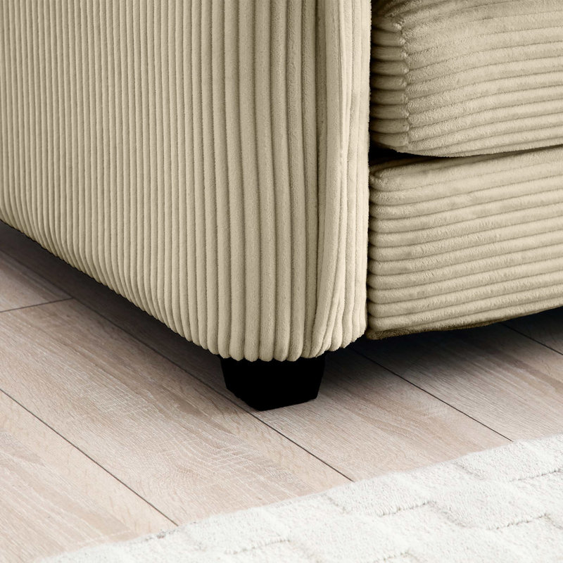 Tan Footstool With Corduroy Covering, Suits Various Sofas, Comfy Corduroy, Different Seater, Tan