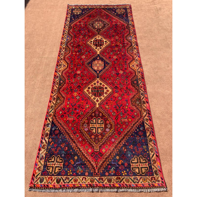 Tapis de couloir en laine fabriqué à la main 3,10 x 9,9 pi, tapis antique géométrique, tapis oriental à poils doux de 116 x 297 cm, tapis de couloir.
