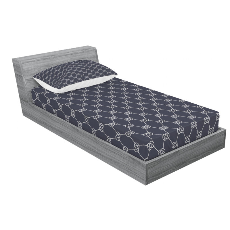 Microfiber Geometric Sheet Set, Twin Sheet Set with Fitted Sheet