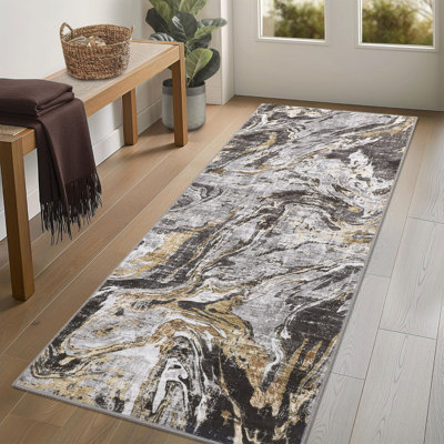 Tapis abstrait antidérapant pour salle de bain Randolph