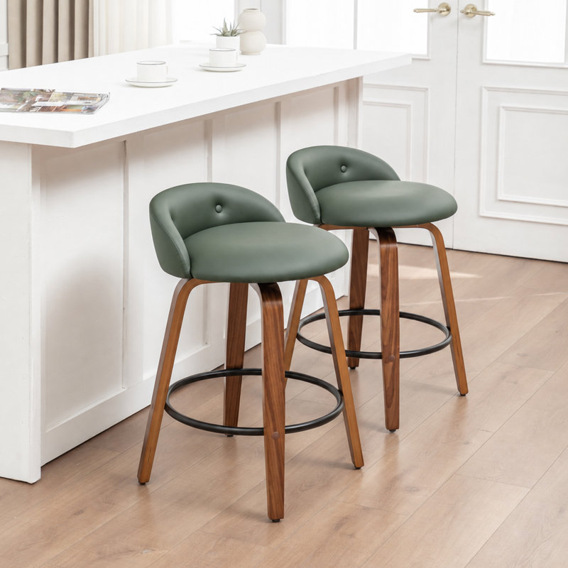 Tabourets de bar et chaises de comptoir pivotants et rembourrés JOBINI, Vert