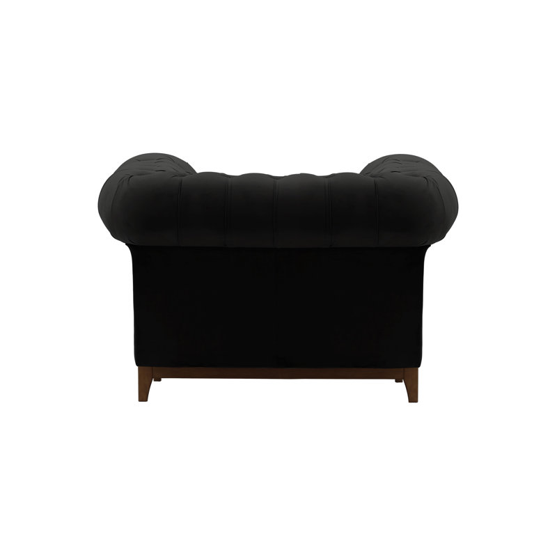 Frye Velvet Chesterfield Chair, Walnut, Black