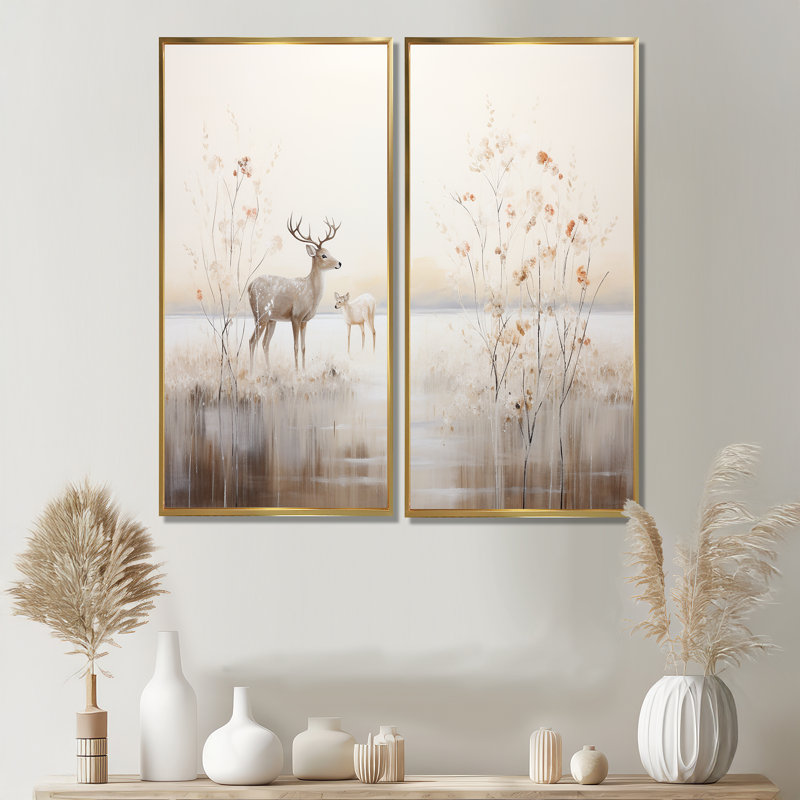 Décoration murale Beige, H 40 po x l 40 po, Impression encadrée flottante, Doré