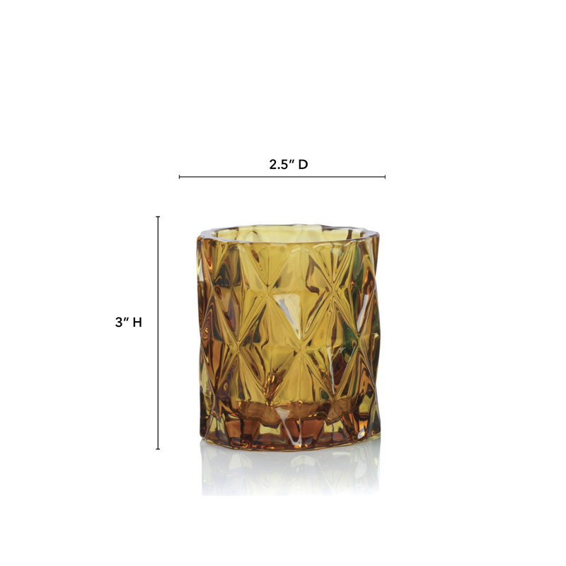 Petit porte-votive en verre, H 3 po x l 3 po x P 3 po, Ambre
