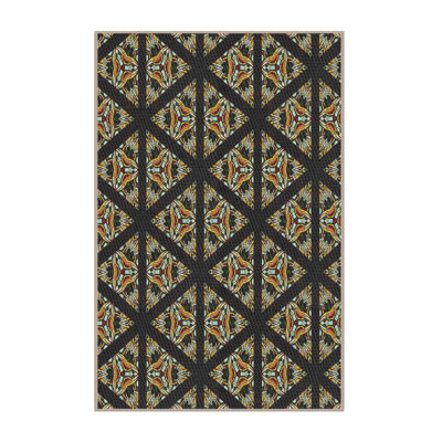 Tapis tissé à la machine noir