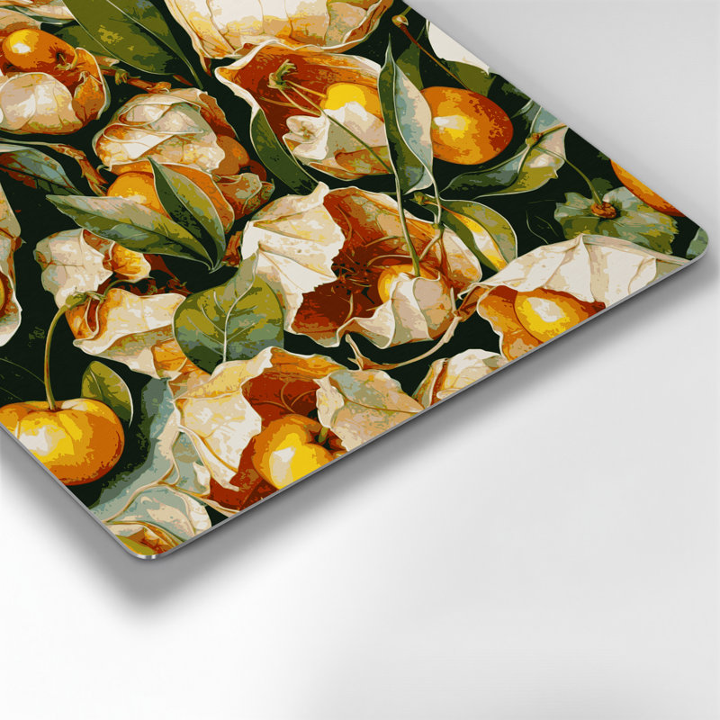 Art mural en métal fruitier cerise beige, H 16 po x l 16 po