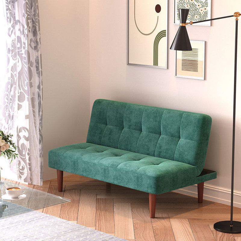 2 Seater Linen Sofa Bed, Green