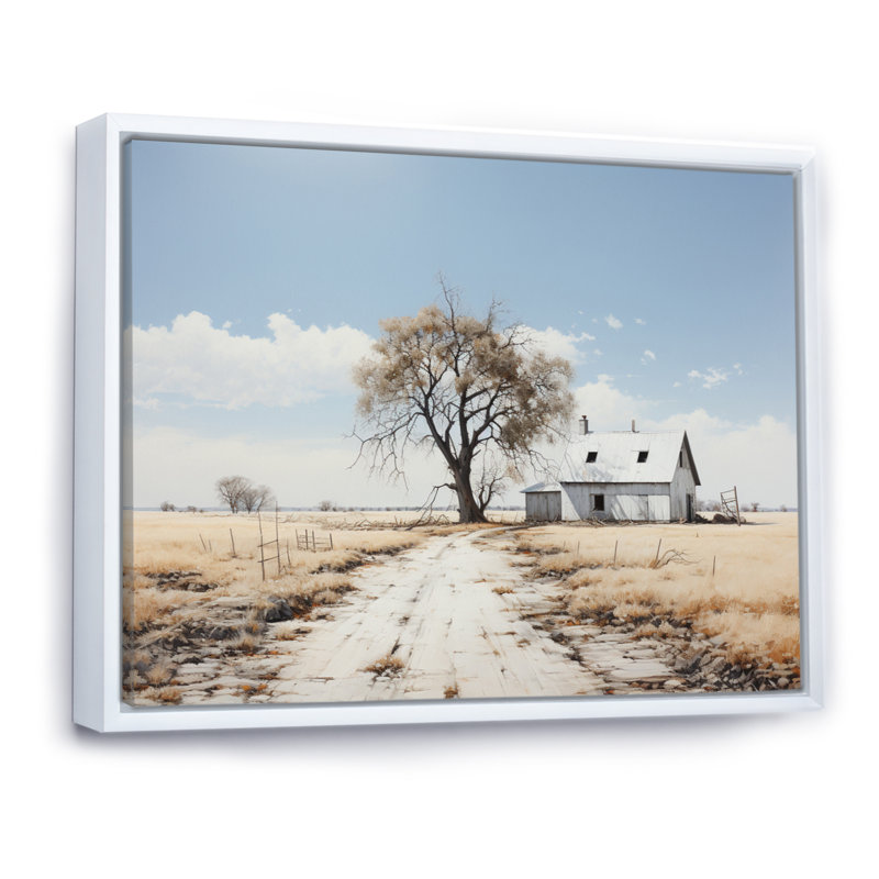 Marsel Farmhouse Minimalisme Path IV - Imprimé, Cadre flottant blanc, H 34 po x l 44 po x P 1,5 po