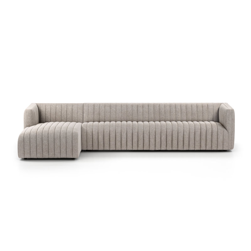 Augustine Chaise Sectional, Right Hand Facing, Orly Natural Velvet, 26" H X 126" W X 64" D