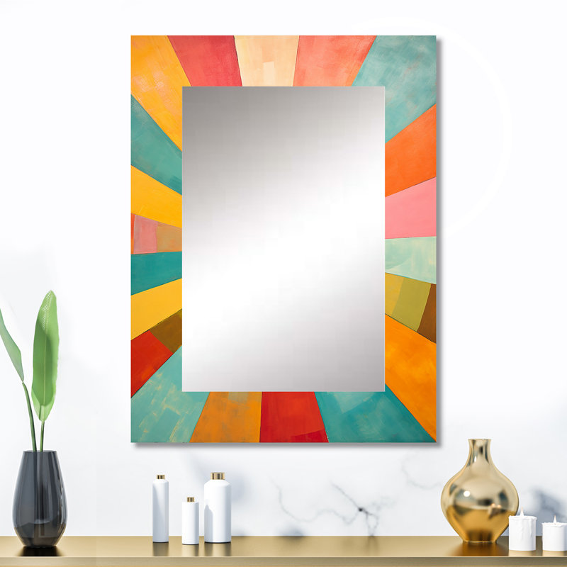 Colourful Colorful Mid Century Optique Serenade II - miroir moderne de style Mid-Century, 32 po x 24 po