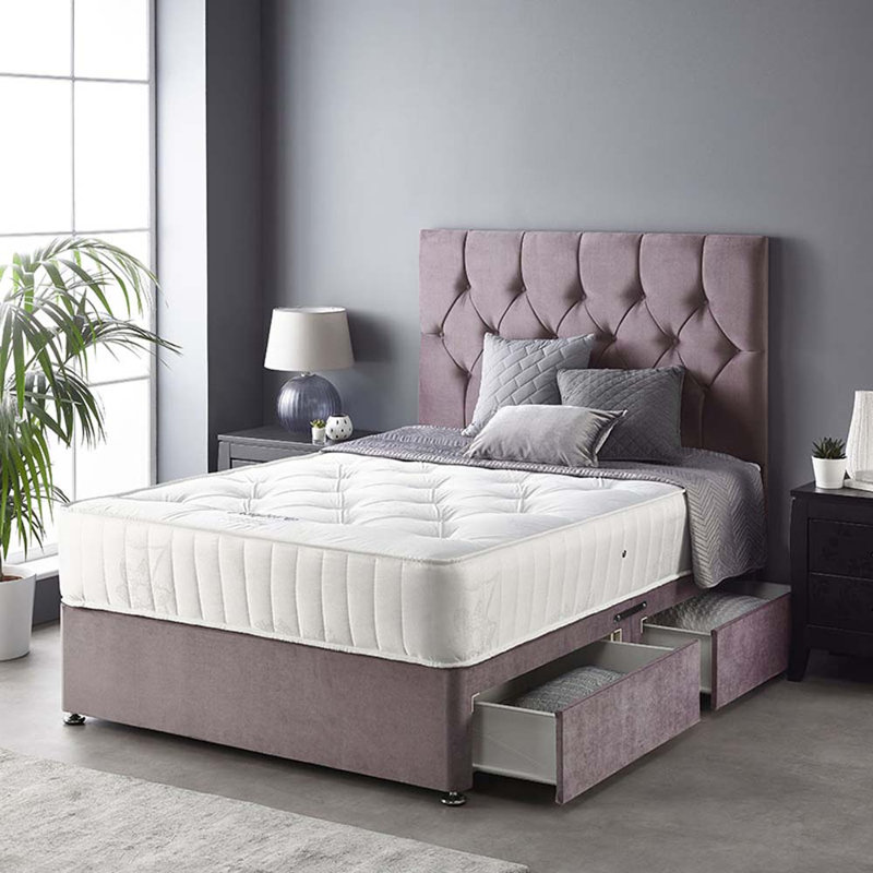 Boutique Pocketsprung Divan Bed Set, No Drawer, Blush, Super King (6')