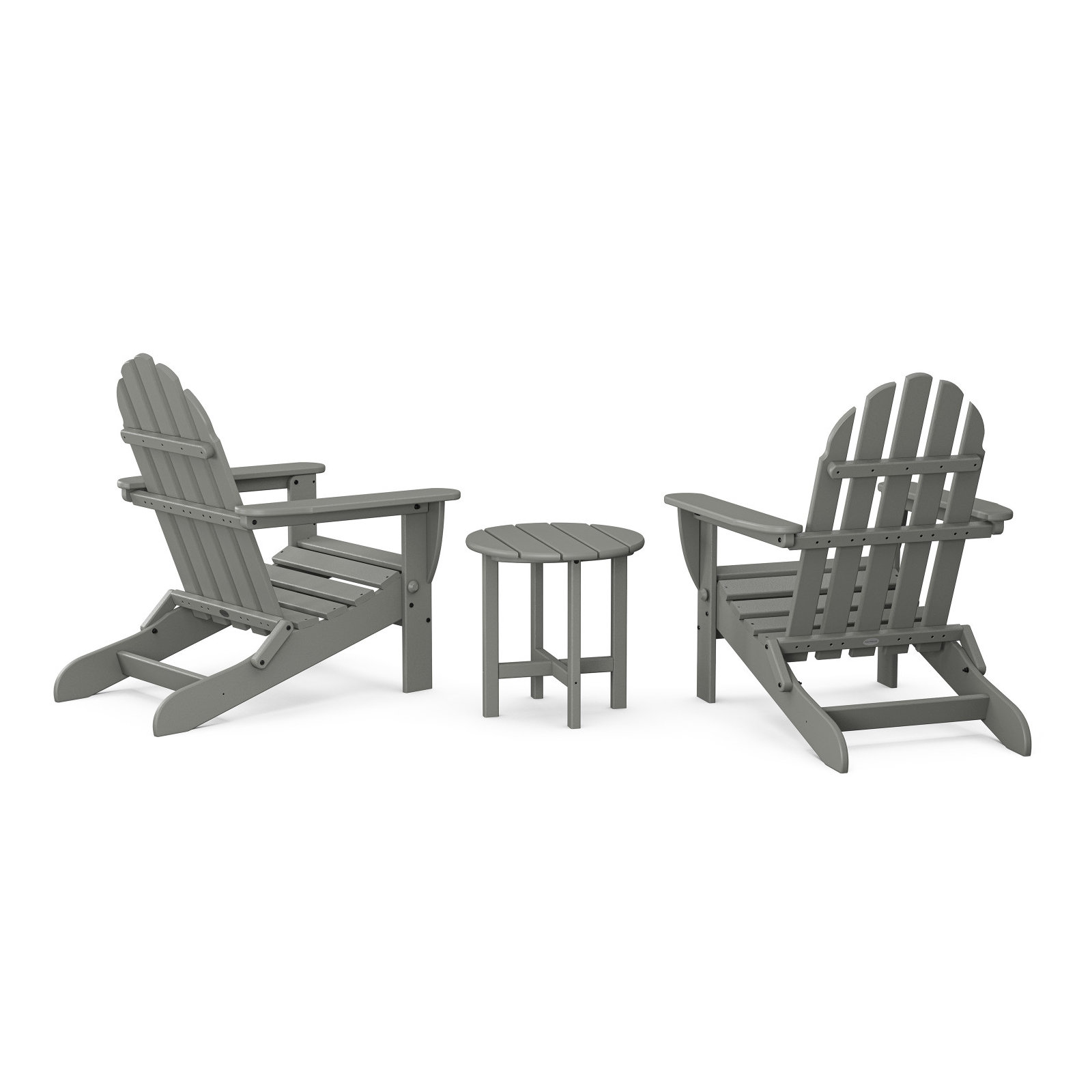 POLYWOOD Classic Folding Adirondack 3-Piece Set, Slate Gray