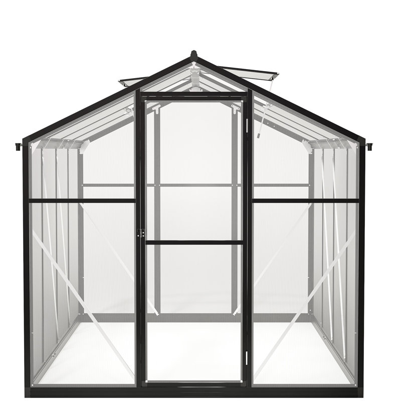 Serre en aluminium d'extérieur - Pour conditions difficiles et polycarbonate ventilé pour les jardins Installation rapide gardée