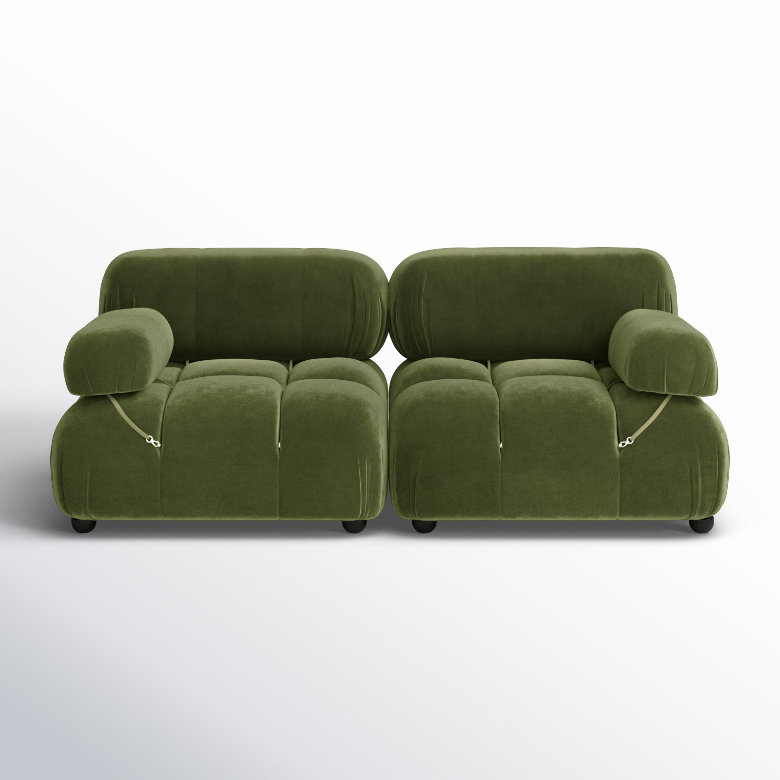 Sigma Upholstered Sofa, Olive Green Velvet, 27.5" H x 72.5" W x 36" D, 2