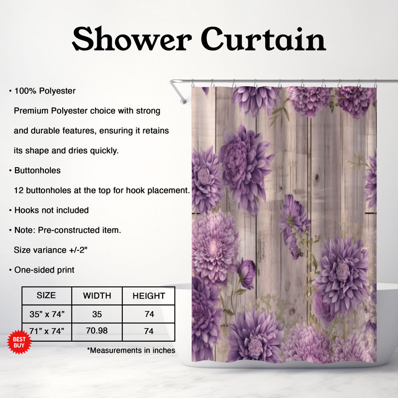 Lavender Evenings - Rideau de douche Premium, H 74 po x l 71 po