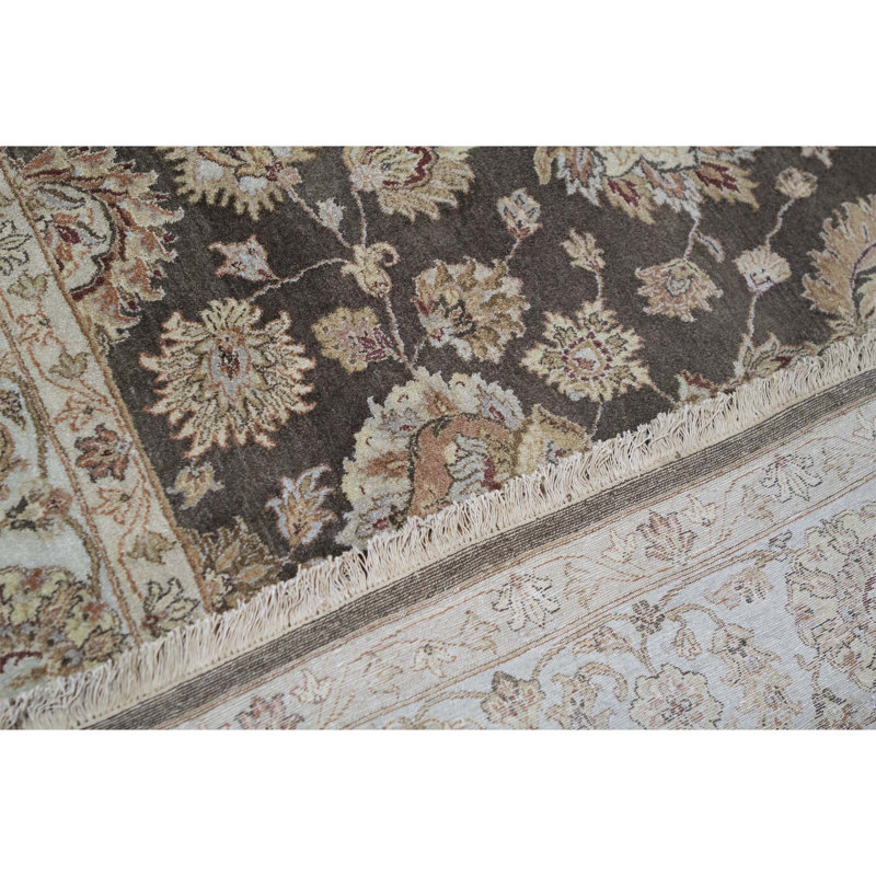 Wool Oriental Area Rug in Brown/Light Blue