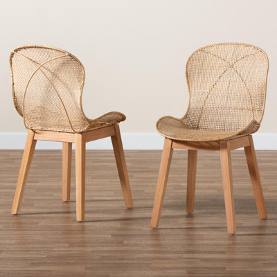 Kinnard Japandi Mahogany and Rattan Dining Chair