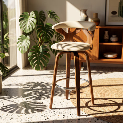 Tabouret de bar rotatif en bois courbé noyer l 22 po x P 22 po x H 39,25 po LumiStore (ensemble de 2)