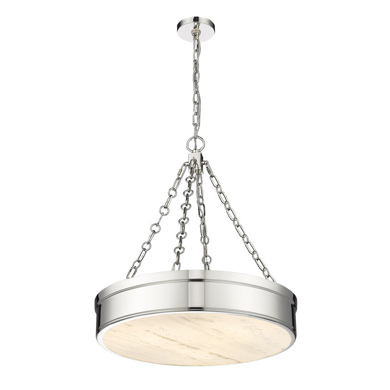 Luminaire suspendu 3 lumières DEL Dusten, Nickel poli, H 76 po x l 22 po x P 22 po