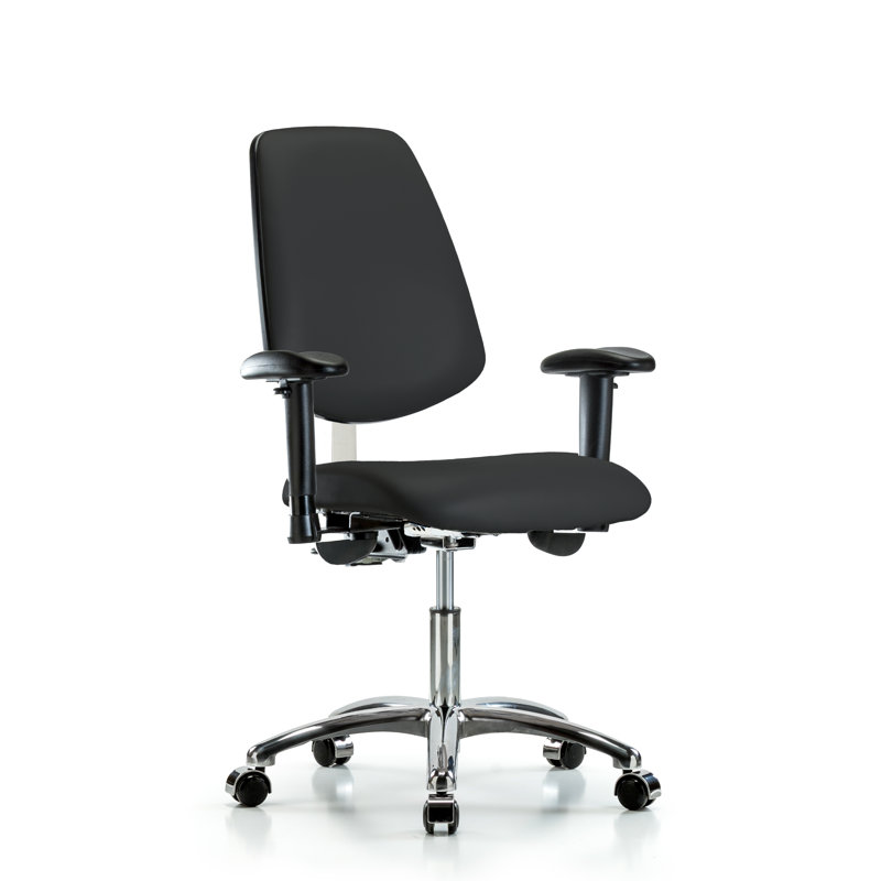 Amelie Vinyl Task Chair, Black, Casters, Not Included