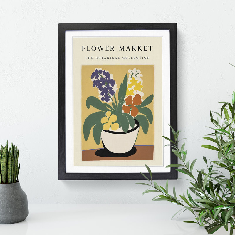 The Botanical Flower Market Exhibition No.4 - Single Picture Frame Print on Wood, 64cm H x 46cm W x 2cm D