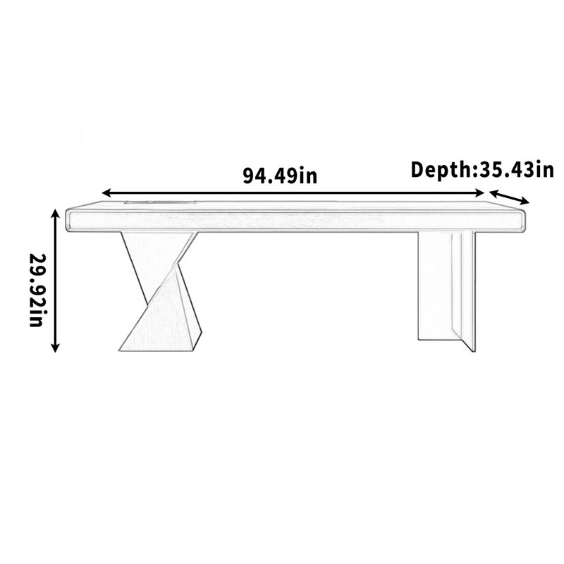 Acrylic desk legs with smart power strip, 29.92" H x 94.49" W x 35.43" D, Black