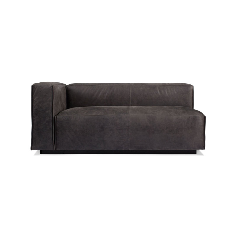 Cleon Upholstered Chaise Lounge, Slate Genuine Leather, Left Hand Facing