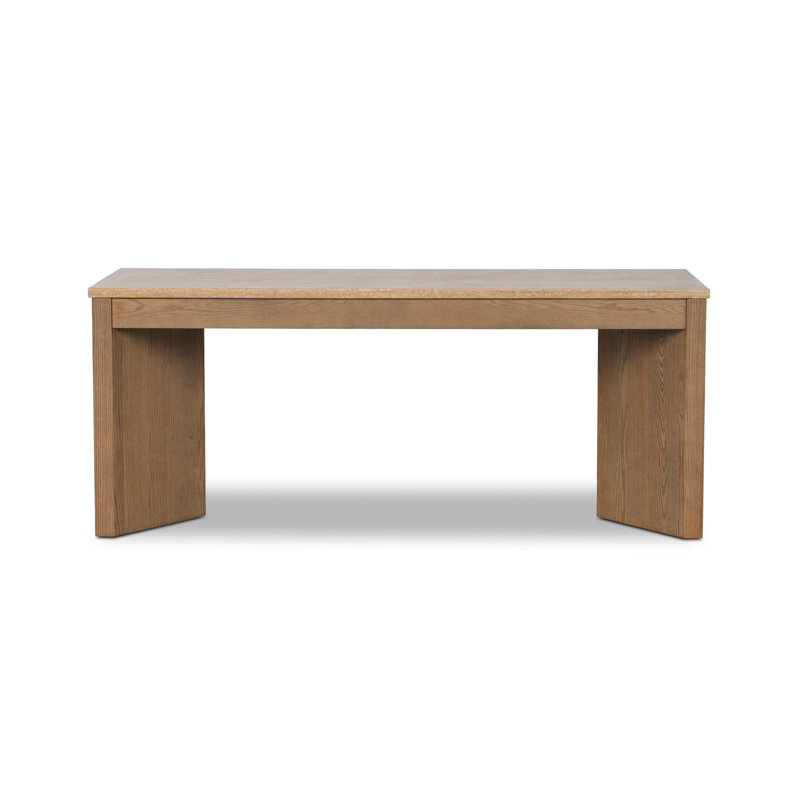 Lawson Writing Desk, Golden Travertine/Amber Oak Thin Veneer