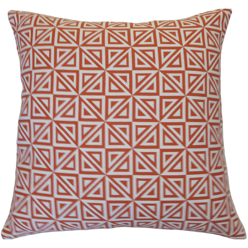 Coussin décoratif géométrique Inaya, Hauteur (18 po) x largeur (18 po), Corail