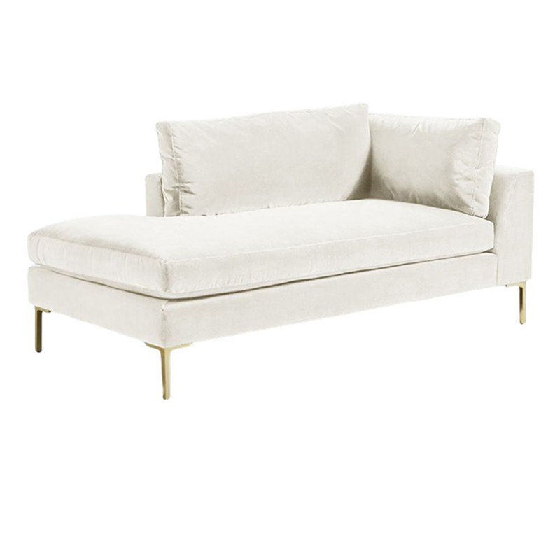 Fauteuil inclinable à haute élasticité en velours léger de style luxueux, Accoudoir à droite (vu de face), Blanc