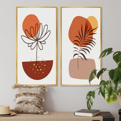 Minimalistic Abstract Designs in Retro Colors III - ensemble de 2 impressions
