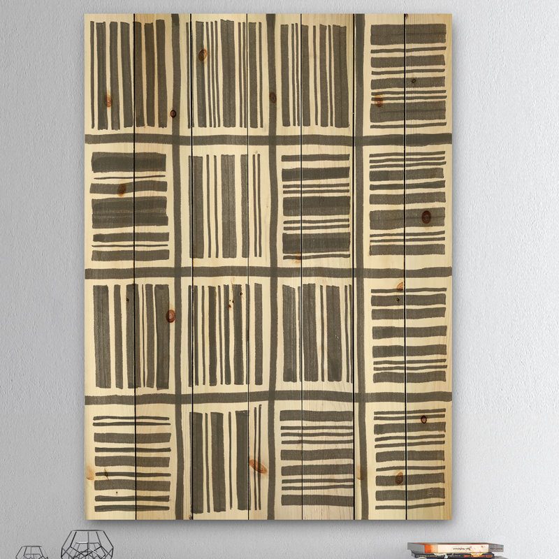 Graphiques minimalistes I - Impression transitionnelle sur bois de pin naturel, H 20 po x l 12 po x P 1po