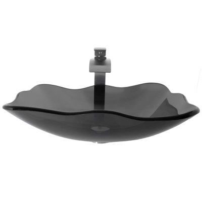 Novatto 15'' Glass Bathroom Sink with Faucet